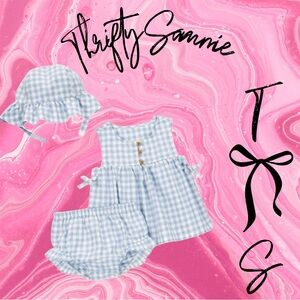 NWT Carter's Blue Gingham Diaper Cover Set 12 M